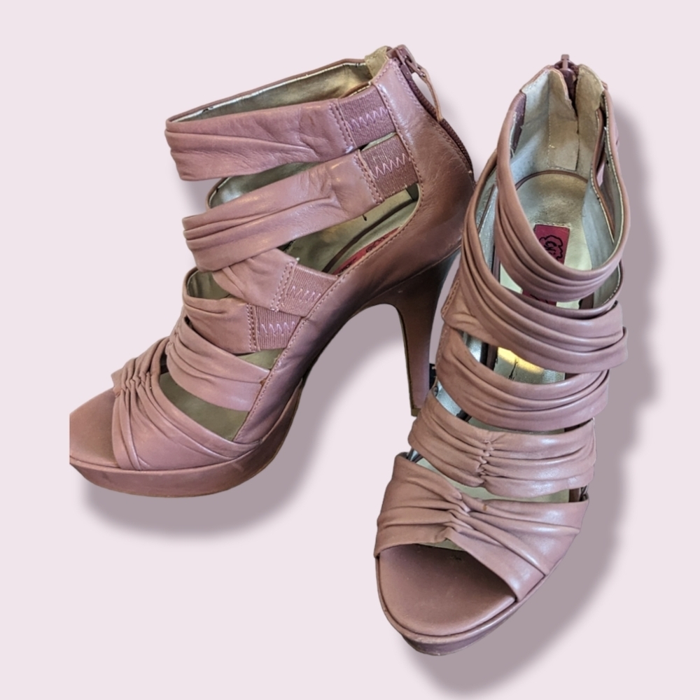 Chi by Carlos Falchi Mauve Leather strappy Platform Heels